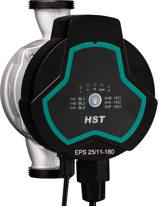 HST | Zeer efficiënte verwarmingspomp | Circulatiepomp | HST EPS 25-110/180 mm | Opvoerhoogte 11 meter | Toerentalregeling via PWM-signaal