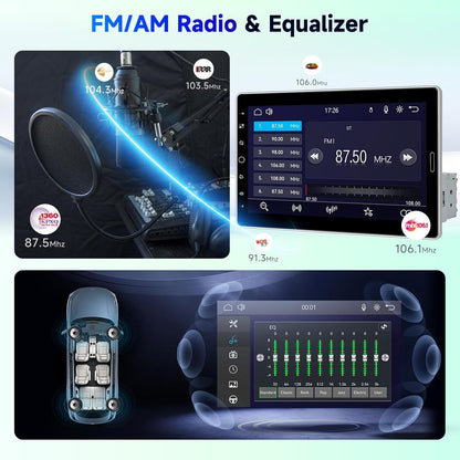 1-DIN Autoradio – Auto Stereo – Multimedia Speler – Radio Ontvanger – Navigatie Systeem – Draadloze CarPlay & Android Auto – 10,1-inch Draaibaar IPS-Touchscreen