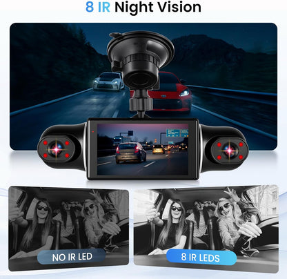 Dashcam – Autocamera – Auto Camera – Parkeercamera – 4 Camera's – 2K Voorcamera – 8 IR Nachtzicht