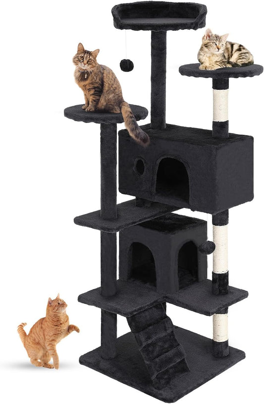 Kattenkrabpaal – Kattenpaal – Krabmeubel – Krabton – Kattenboom – Meerdere Verdiepingen – Sisal Krabpalen – Donkergrijs