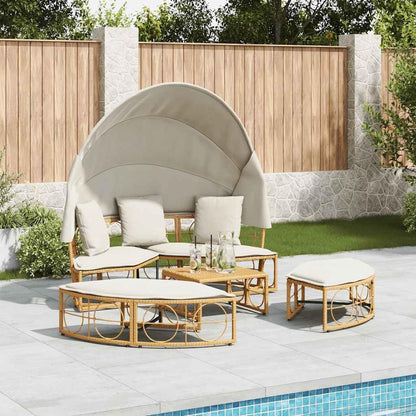 Zonnebed – Ligbed Buiten – Outdoor Ligstoel – Relaxstoel Tuin – Loungestoel Balkon – Polyrotan – Met Luifel – Comfortabele Kussens – Weerbestendig