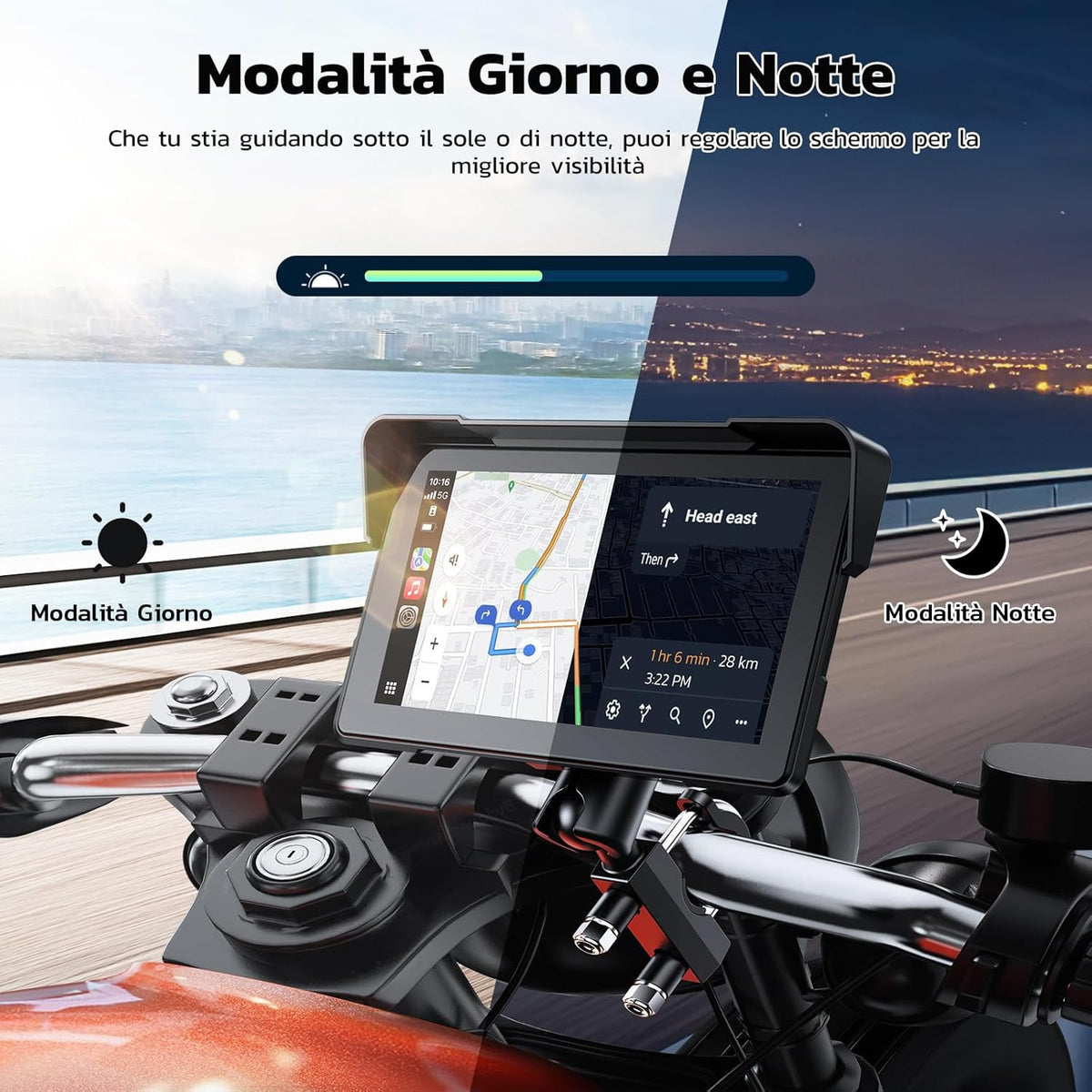 Motorfiets CarPlay – Motor Navigatie – Motor Touchscreen – Motor GPS – Motor Infotainment – Draadloos 7 Inch Touchscreen – IP67 Waterdicht & Bluetooth 5.0