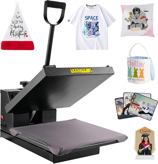 Professionele sublimatiemachine – Hittepers – Sublimatiepers – Thermopers – Transferpers – Voor Hoeden, T-Shirts En Hout – 38 x 38 cm – 1600 W