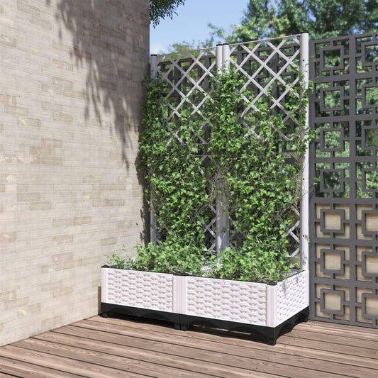 Gecheer Garden Box with Trellis White 80x40x121.5cm PP - QUORE