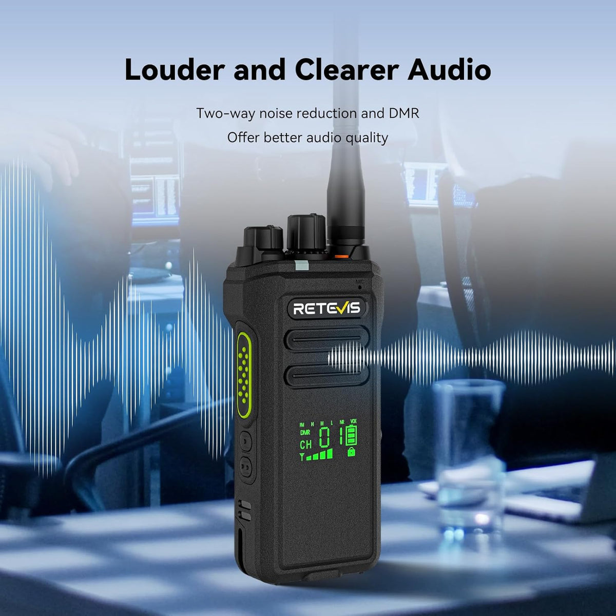 Retevis NR30D DMR Walkie Talkie Digitaal, Langeafstands-Portofoon Compatibel met AES256, AI-ruisonderdrukking, IP67, Hoog vermogen, 2800 mAh (Zwart, 2 stuks)