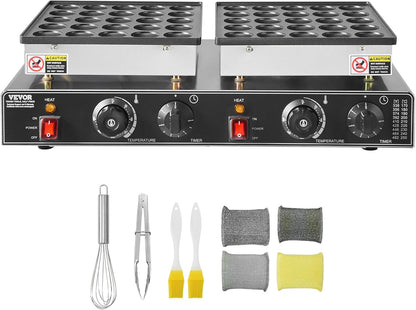 Mini Pannenkoekenmaker – Poffertjesmaker – Dorayaki Apparaat – Wafelijzer – Pancake Grill – 50 Mini Pannenkoekjes Tegelijk – 1800W Met Instelbare Temperatuur en Timer