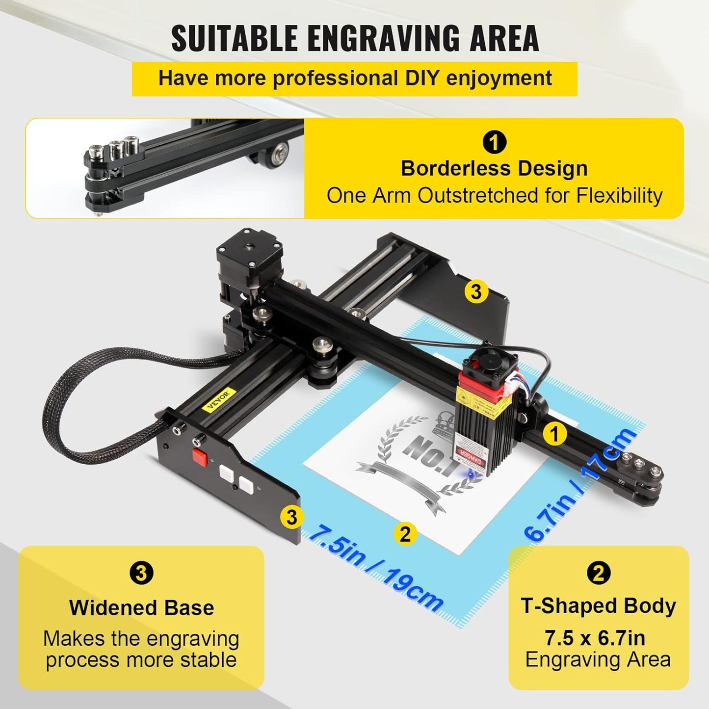 Lasergraveermachine – Graveerapparaat – Graveermachine – Lasergraveur – Snijmachine – Groot Werkbereik 270 X 440 Mm – 4,5 W Laser, 0,05 Mm Precisie
