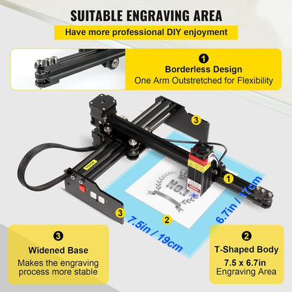 Lasergraveermachine – Graveerapparaat – Graveermachine – Lasergraveur – Snijmachine – Groot Werkbereik 270 X 440 Mm – 4,5 W Laser, 0,05 Mm Precisie
