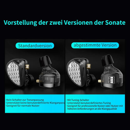 Sonata In-ear monitor hoofdtelefoon, 28 gebalanceerde armatuur met standaard en tuning versie, verzilverde kabel, HD-microfoon voor musici en audiofielen, oortelefoons