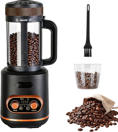 Koffiebrander met hete lucht, 200 g, 2200 W, automatische roostermachine voor koffiebonen, gedeelde koffiebonen, timer en timer traploos regelbaar, ideaal voor thuis en café