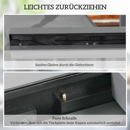 Outsunny Gartentisch ausziehbar Aluminium 160x80cm Wetterfest Buffettisch mit Aluminiumrahmen, rutschfest Campingtisch für 4-6 Persons Balcony für Outdoor Garten Terrasse Balcony Schwarz