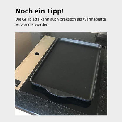 Favoriete pan Teppanyaki grillplaat XXL 43x28 cm - gladde plancha met anti-aanbaklaag van aluminium voor alle warmtebronnen, incl. inductie en buitengrill