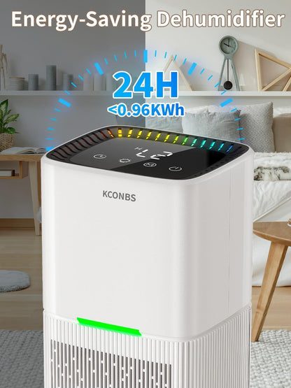 Luchtontvochtiger, 1800 ml, elektrische luchtontvochtiger, luchtontvochtiger met led-display en 7 kleuren, automatische uitschakeling, 24-uurs timer, 650 ml/dag, voor badkamer en slaapkamer
