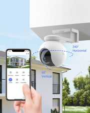 Beveiligingscamera Buiten - WiFi-bewakingscamera - Camerabewaking - Ddraadloos - 10400mAh - met Automatische Tracking - Persoonsdetectie - Nachtzicht in Kleur - Tweewegaudio - Actieve Verdediging - Type C - Wit