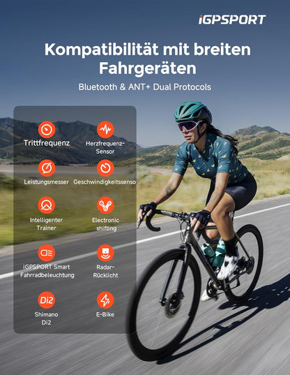 iGPSPORT BSC300T GPS fietscomputer, draadloos, touchscreen en toetsen, MAP-navigatie, trainingsfunctie, Bluetooth, ANT+