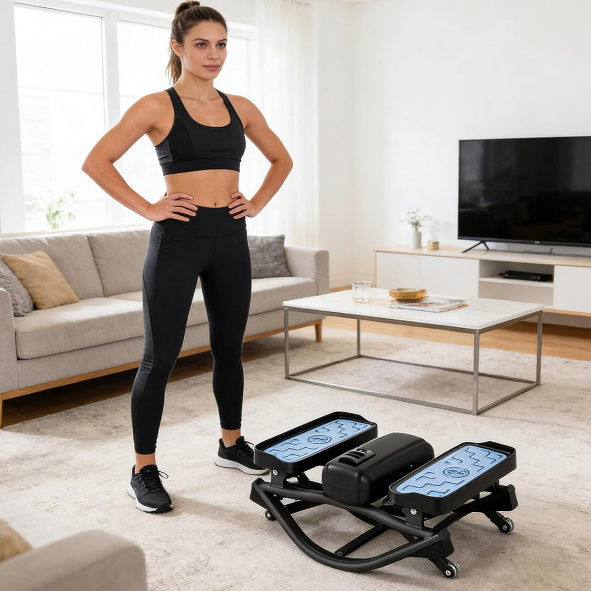 Rock Stepper trainingsapparaat - benen, billen, buikspieren en romp trainingsapparaat, zijdelingse stepper - voor vrouwen en mannen, voor thuis, woning, slaapzaal sportschool - QUORE