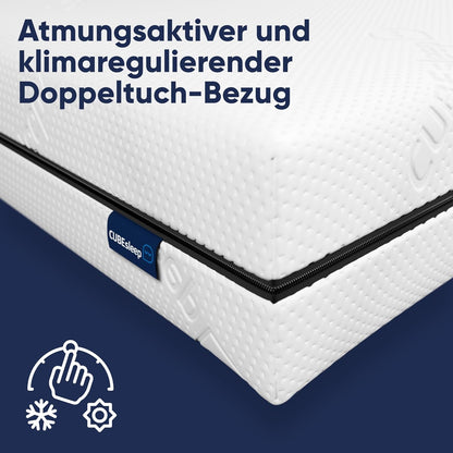 CubeSleep DUOKERN Matras 140 x 200, koudschuimmatras H2/H3, twee hardheidsgraden (140 x 200 cm)