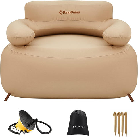 KingCamp Opblaasbare bank, outdoor, camping, luchtbank, met rugleuning, armleuning, opblaasbare bank, camping, voor indoor, outdoor, party, reizen, strand
