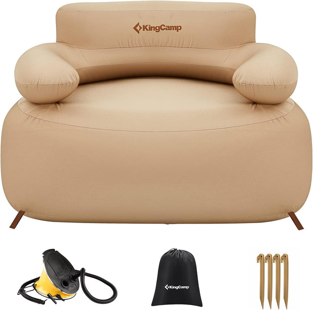 KingCamp Opblaasbare bank, outdoor, camping, luchtbank, met rugleuning, armleuning, opblaasbare bank, camping, voor indoor, outdoor, party, reizen, strand