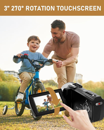 Camcorder 4K – Videocamera – Vlogcamera – Video Camera – Digitale Camera – 48 MP – Infrarood Nachtzicht