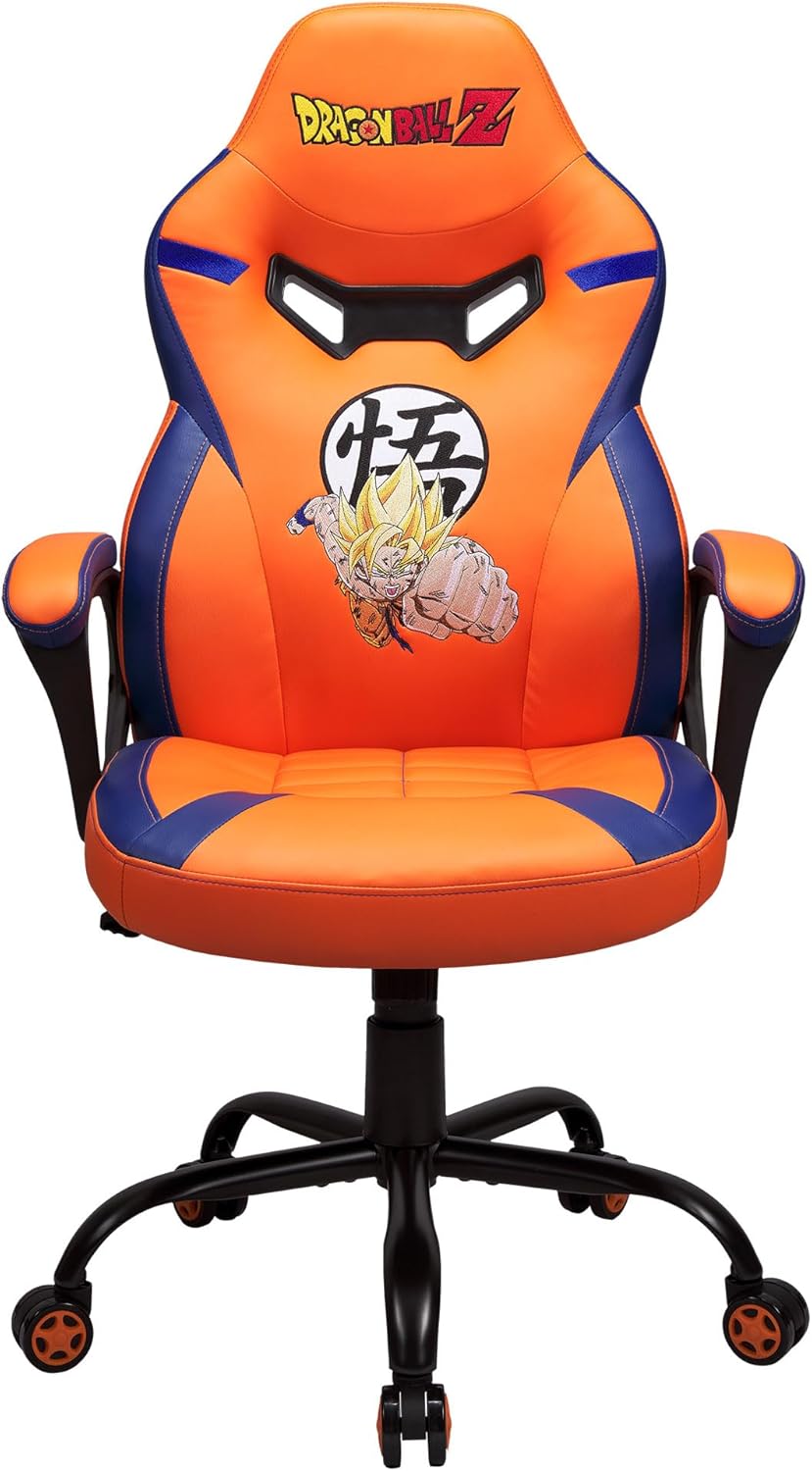 Subsonic Dbz Dragon Ballz Gaming Stoel Of Kantoorstoel, Pop Gamer Stoel Voor Kinderen, Comfortabele Schommelstoel, Geïntegreerde Hoofdsteun En Armleuningen, Ergonomische, In Hoogte Verstelbaar Oranje