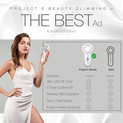 LED+ Radiofrequentie Slimming Therapie – Cavitatie Apparaat – Body Shaper – Lichaamsmassager – Vormgevend Apparaat – 3-In-1 Technologie – 3 Intensiteitsniveaus