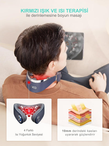 Opvouwbaar Nekmassageapparaat – Nekmassage – Schoudermassageapparaat – Shiatsu Massageapparaat – Massagekussen – 9 Massagekoppen – 5 Modi & 4 Warmte-/Vibratieniveaus