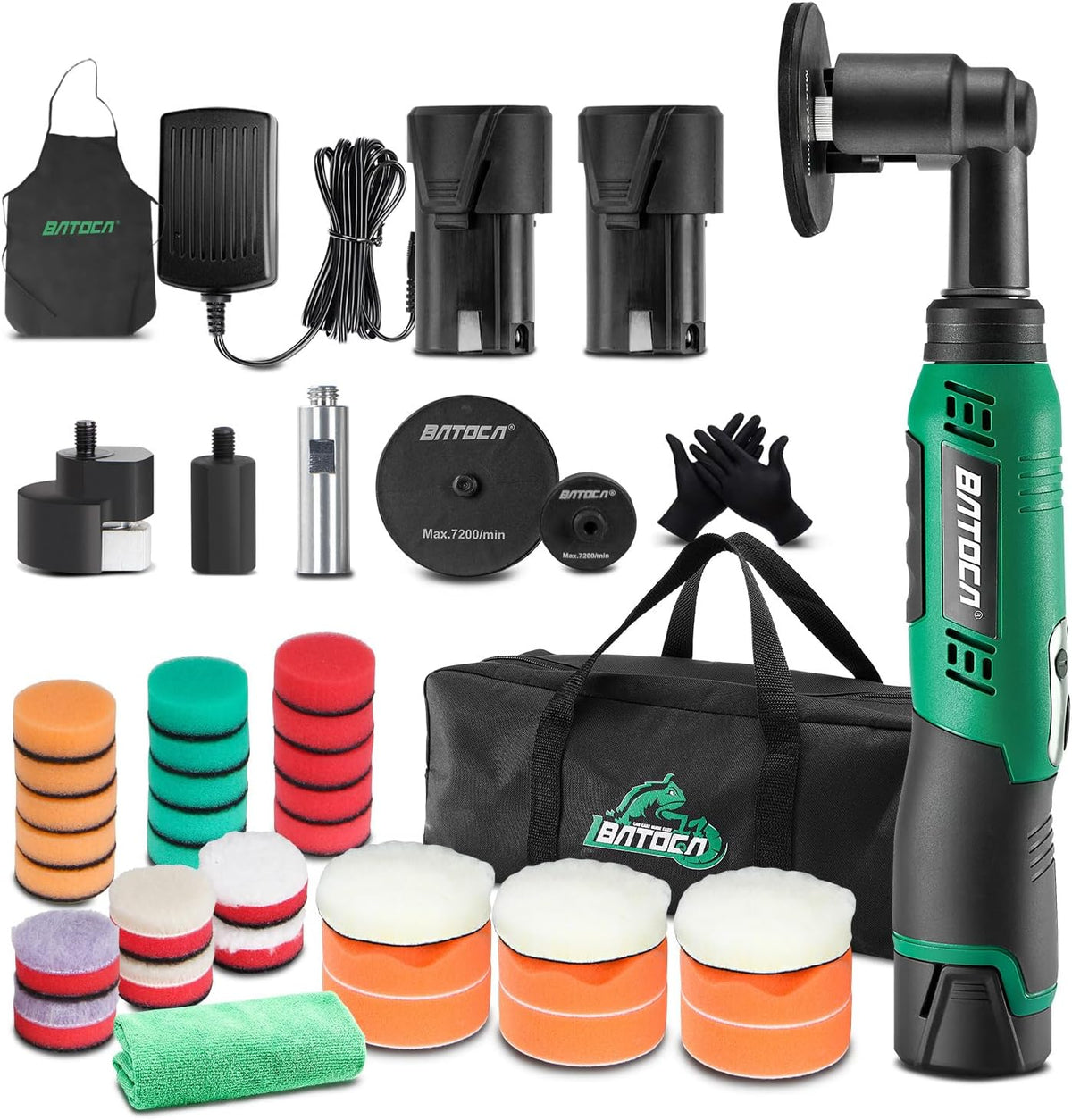 BATOCA S6 Mini Auto Polijstmachine,Accu Polijstmachine voor Detailing,25mm/75mm Koplamp Polijst Machine Set,Roterende&Excentrische polijsten,6 Snelheden 1000-5000PRM,Multifunctioneel Polijsten