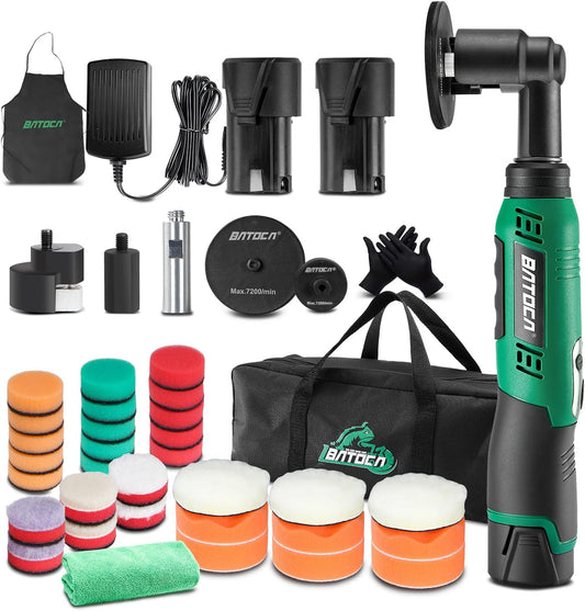 BATOCA S6 Mini Auto Polijstmachine,Accu Polijstmachine voor Detailing,25mm/75mm Koplamp Polijst Machine Set,Roterende&Excentrische polijsten,6 Snelheden 1000-5000PRM,Multifunctioneel Polijsten