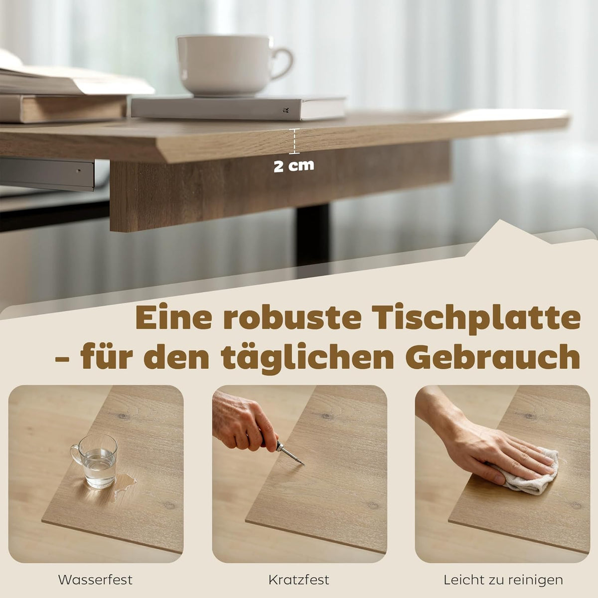 HOMCOM Uitschuifbare Eettafel 140/180 x 80 cm Eettafel met Stalen Poten Rechthoekige Keukentafel voor 6-8 Personen voor Keuken, Eetkamer, Natuur