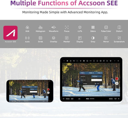 Accsoon CineView SE HDMI/SDI 1080P 60FPS draadloze videozender 2,4G/5G, latentie 50ms, bereik 1200FT/350M, bewaking van 4 apparaten, voor filmmaker, videomaker (1xT)