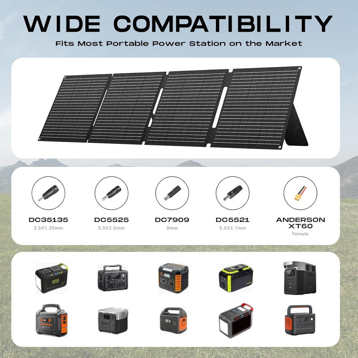 100W Draagbaar Zonnepaneel – Opvouwbaar Solar Charger – Mobiele Stroomvoorziening – Outdoor Zonne-Energie – 23% Hoog Rendement – IP68 Waterdicht Oxford Materiaal – USB En DC Poorten