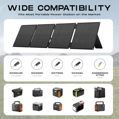 100W Draagbaar Zonnepaneel – Opvouwbaar Solar Charger – Mobiele Stroomvoorziening – Outdoor Zonne-Energie – 23% Hoog Rendement – IP68 Waterdicht Oxford Materiaal – USB En DC Poorten