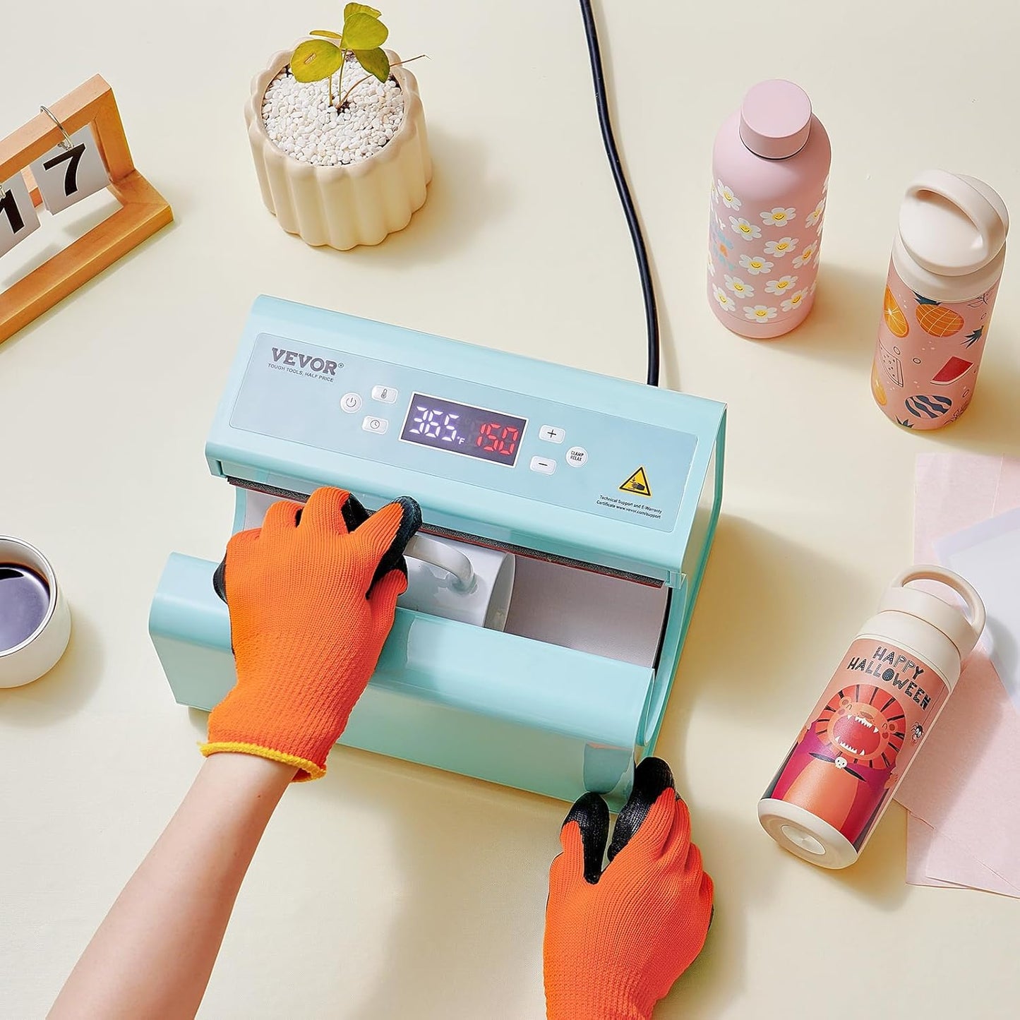 VEVOR Warmtepers voor kopjes, automatisch, 325-887 ml, diameter 75-85 mm, sublimatiemachine temperatuur instelbare tijden, snelle en gelijkmatige verwarming, voor het overbrengen van foto's op beker