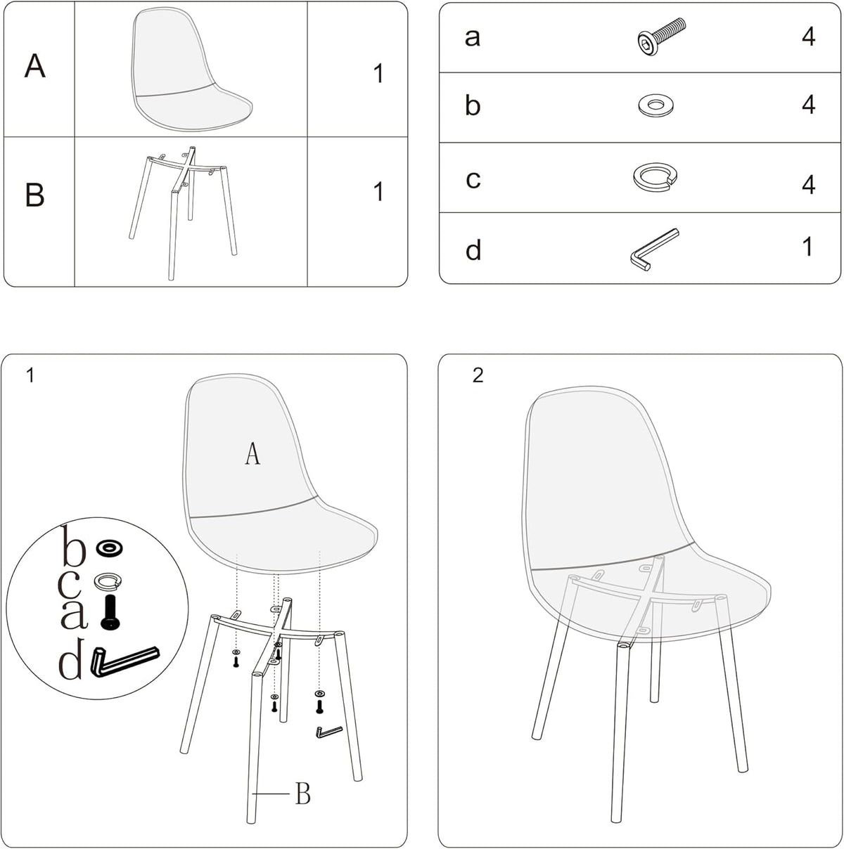 CangLong Acryl Ghost Crystal Clear Zitting, Moderne Plastic Shell Accent Zijstoelen voor Keuken, Dineren, Wonen, Gasten, Slaapkamer, Set van 4