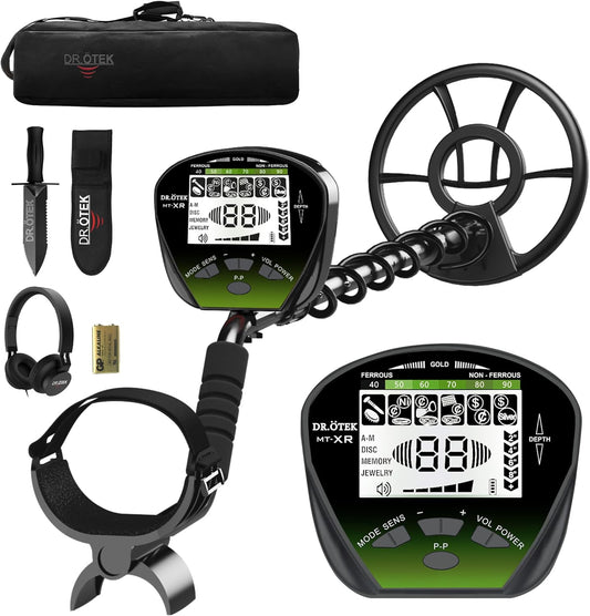 Metaaldetector voor volwassenen – Gouddetector – Metaalzoeker – Goudzoeker – Schatzoeker – Groen – 5 Zoekmodi Met Pinpoint En Geheugenmodus – 25 Cm IP68 Waterdichte Spoel