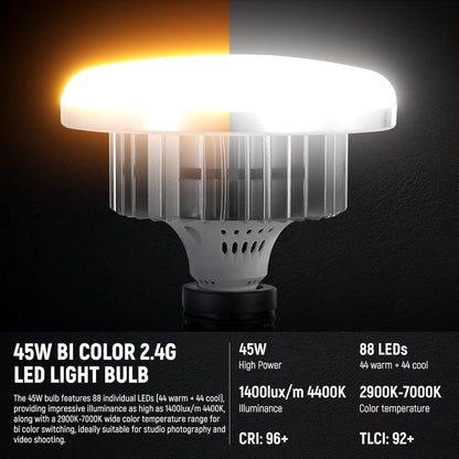 NEEWER NK103 Softbox verlichtingsset met statiefstandaard, set van 2, 45 W tweekleurige 2,4 G led-gloeilampen, 10 kanalen, 2900K-7000K, 1400Lux/m, CRI95, 20 m afstandsbediening, continue fotografie