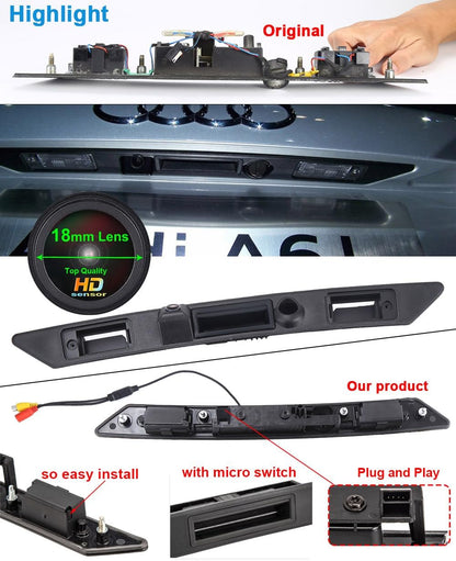 HD IP68 170° groothoek kofferbakgreep achterklep achteruitrijcamera parkeercamera vervanging voor Audi A3 8P/8V 8PA S3 V6/A4 B7 S5/limousine/RS4/A5 RS5/A6 C6 C5/A8 S8/Q7 4L/RS3/S4/RS6/Seat Exeo 3R. 2