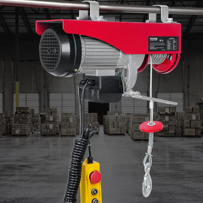 VEVOR Electric winch 500kg to 1000kg lifting height 12m cable motor winch 1600W copper motor pulley 10m/min lifting speed lift with wired remote cable lifter chain hoist