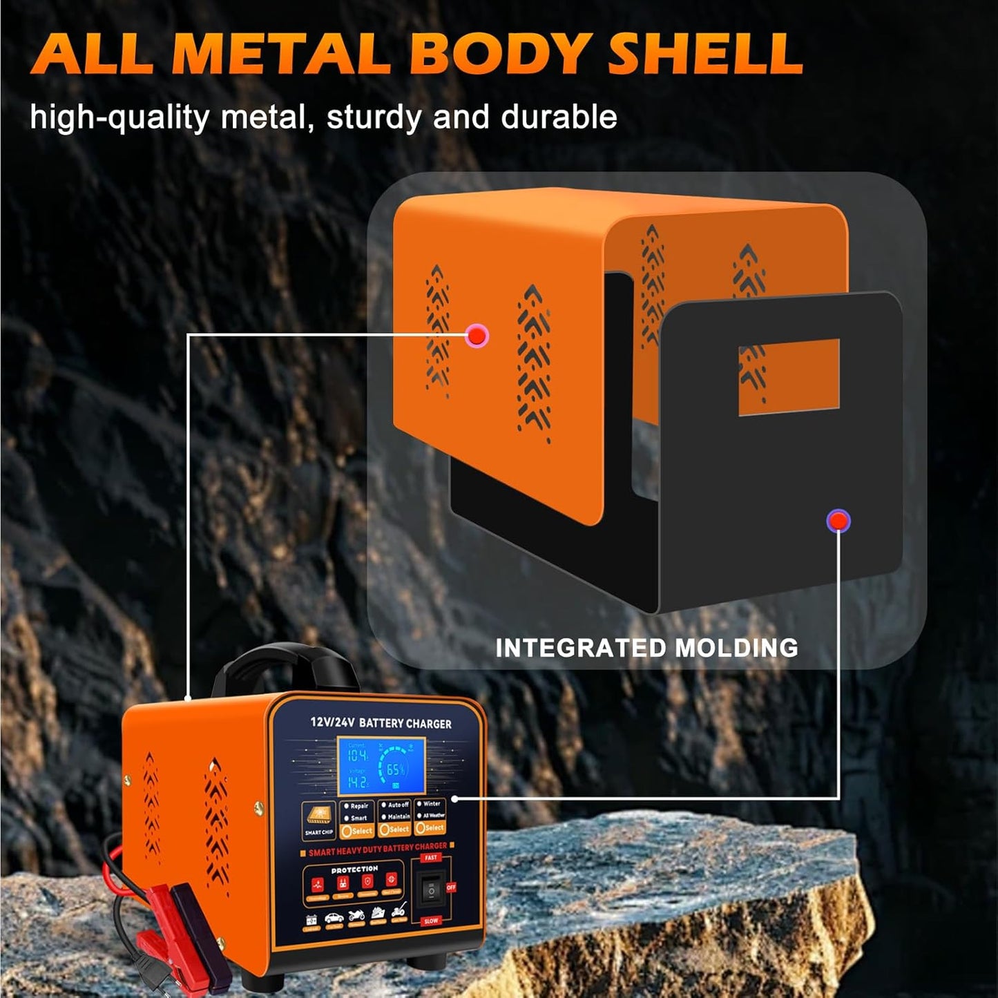 Auto-accu-lader – Accuoplader – Batterijlader – Trickle-lader – Accu-reparatie lader – 12V/24V – Automatische uitschakeling – Wintermodus