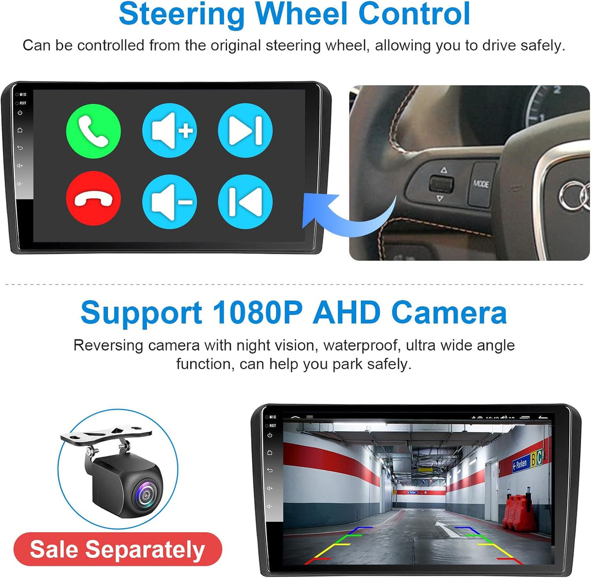 Woibugee Android 10 autoradio Wireless CarPlay Wireless Android auto voor Audi_A3 S3 RS3 2 GB + 32 GB 9 inch QLED scherm AM FM RDS radio WiFi dubbele Bluetooth audio auto stereo met navigatie