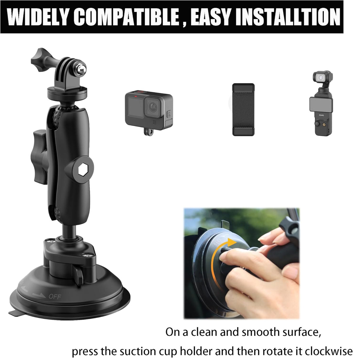 Zuignap Mount, Auto Mount Voorruit Venster Dash Houder Kit, Camera Houder,Pocket 3 Accessoires, Uitgebreide Compatibiliteit, Met Straat En Schroeven, Voor Gezinsfoto's, Vlog、 Reizen