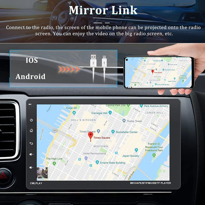 Bluetooth autoradio 1 DIN met Carplay Android Auto, 9 inch afneembaar touchscreen met kleurrijke lichten FM SWC Mirror Link + achteruitrijcamera