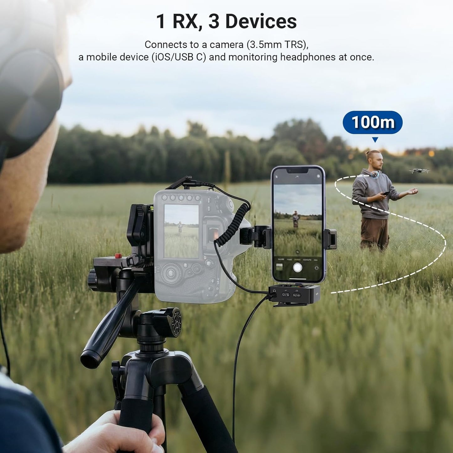 NEEWER CM26 Pro AI Draadloze Microfoon Compatibel met iPhone Android Telefoon Camera PC, Lavalier Revers Mic DSP/MCU Ruisonderdrukking Mute Gain Low Cut 48KHz/24Bit 88dB SNR 50H Batterij 100 m Bereik
