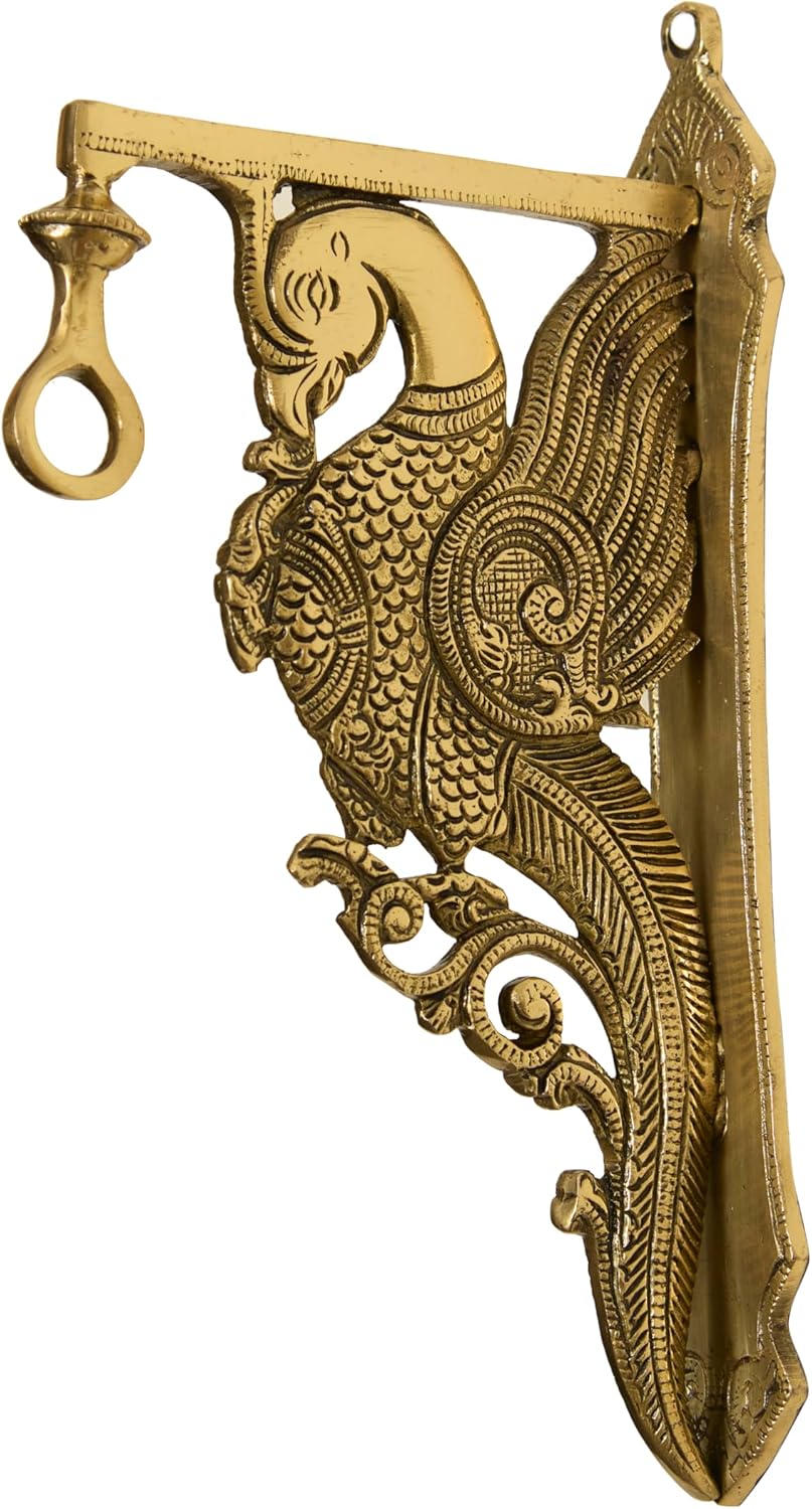 Esplanade Messing pauw muurbeugel - traditionele handgemaakte muurhanger voor Diya lamp, bel, woondecoratie (30 cm inch)