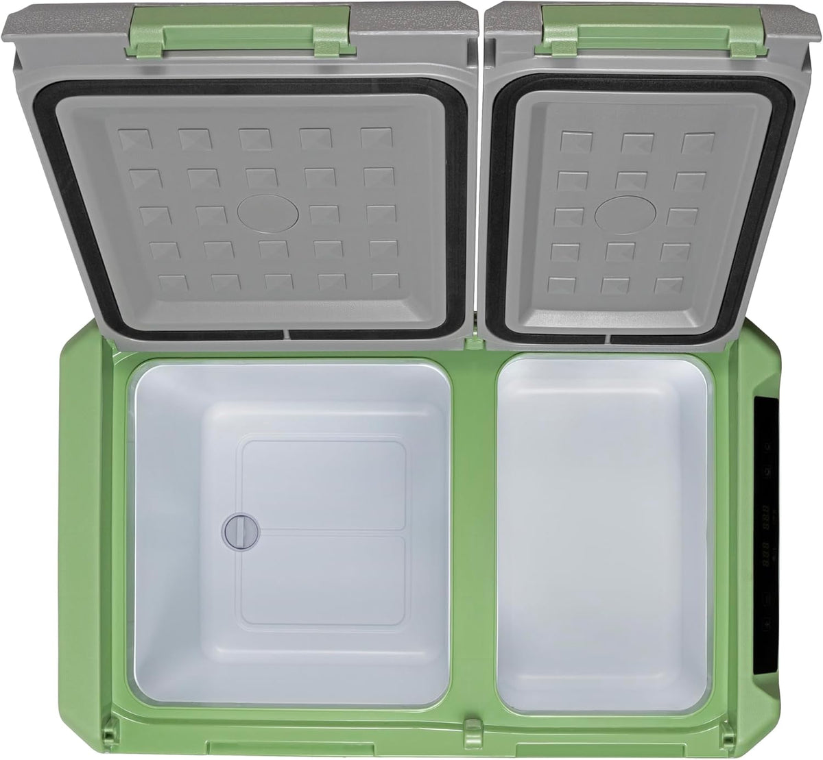 Steamy-E Single Zone 45, Elektrische Compressor Koelbox met twee compartmenten, 32 Liter, Grijs, 12V/230V, voor vriezen en koelen van -20 tot +20, ideaal voor op de camping