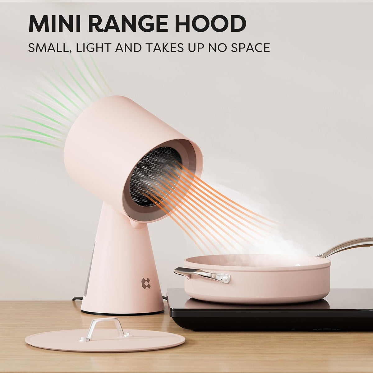 CIARRA CBPHP01 Mini-afzuigkap HOOD TO GO draagbare tafelafzuigkap, mobiele desktop, afzuigkap voor steak, grillen, BBQ, camping, camper, keuken, reizen, Rosa - QUORE