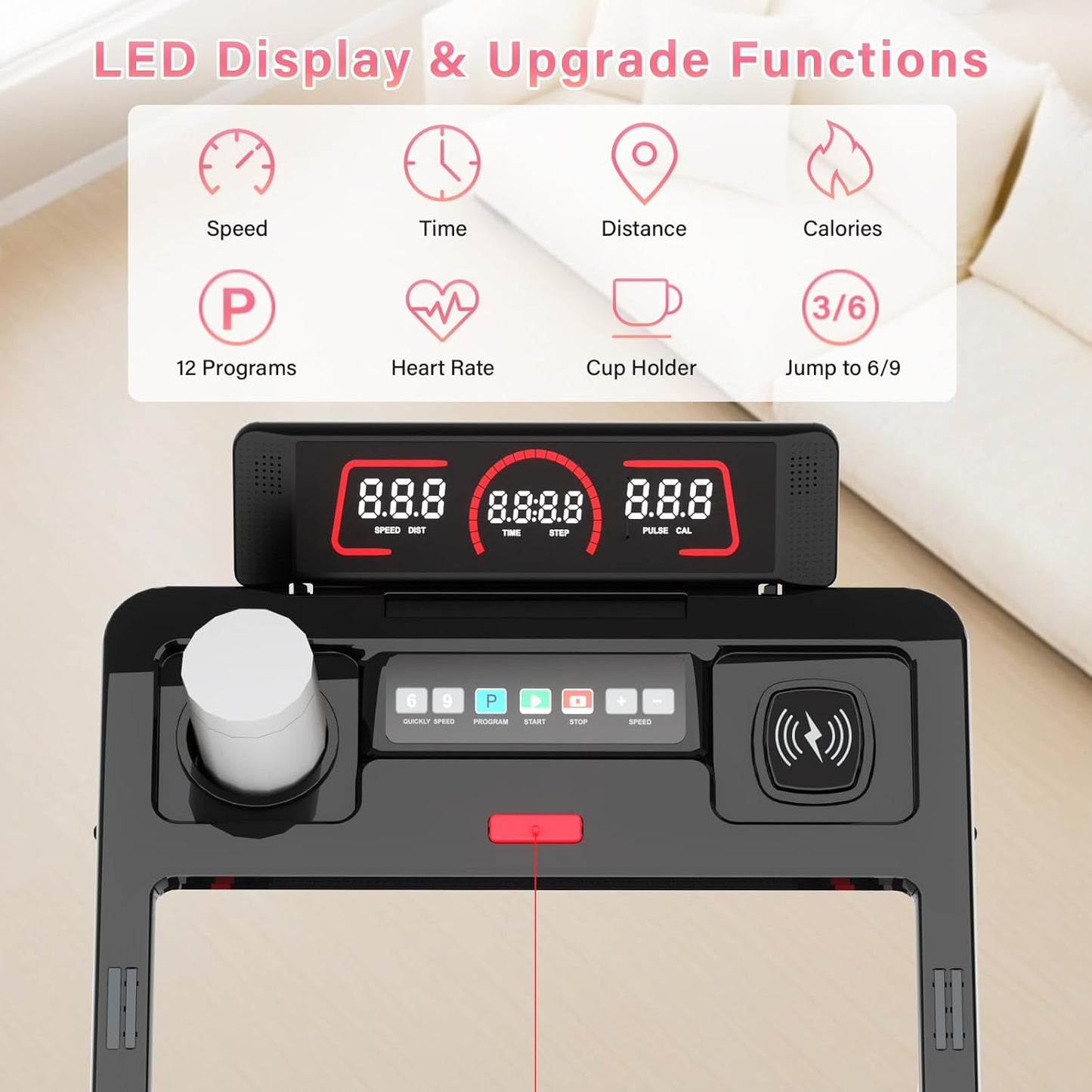 Loopband – Inklapbare Loopband – Hardloopband – Treadmill – Walking Pad – 12 Programma’s & Hartslagmeter – Draadloos Opladen & 10% Handmatige Helling