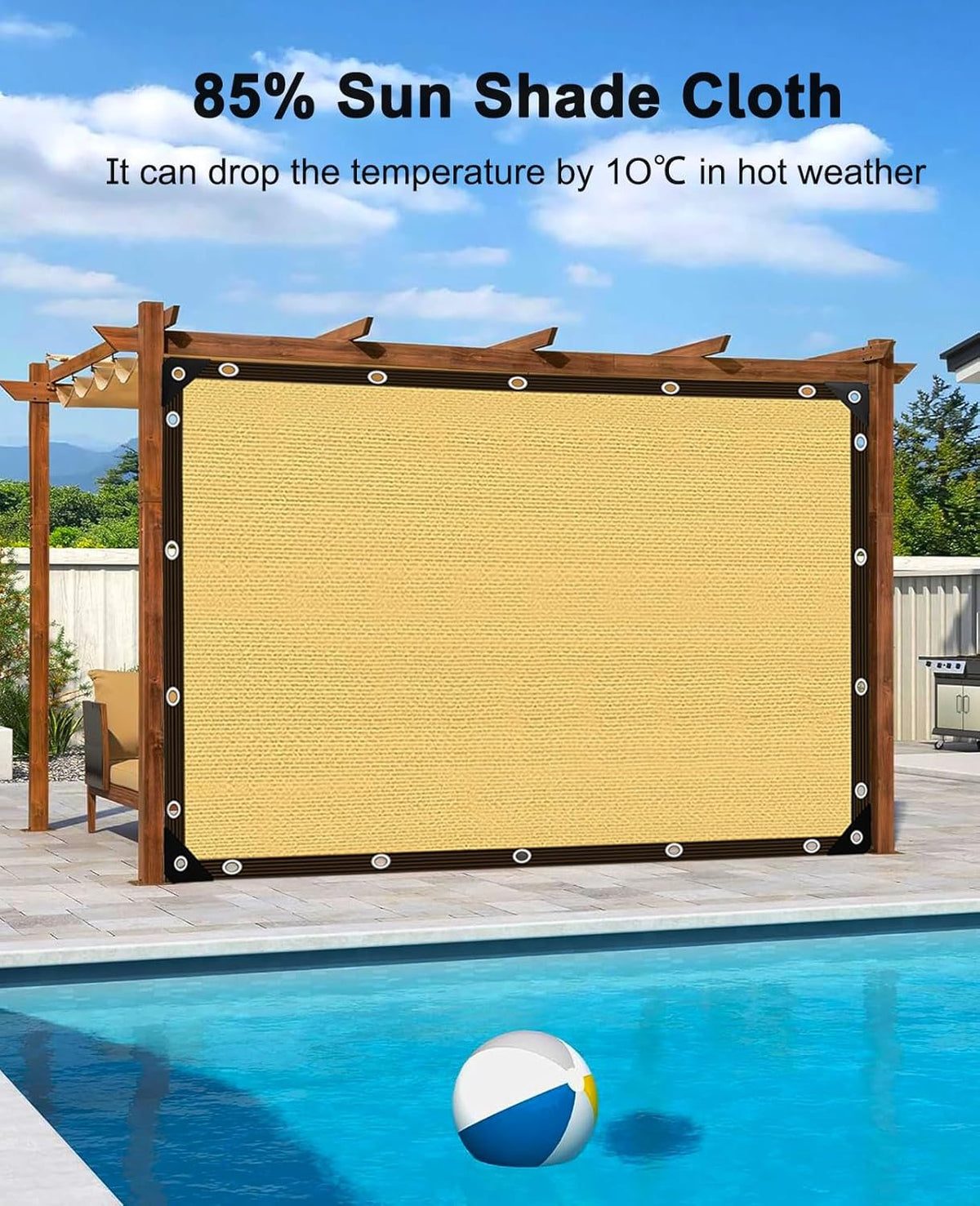 Schaduwnet, schaduwzeil 85% UV-schaduw, schaduwstof, broeikas, winddicht, voor afdekking met oogjes, voor broeikas/tuin/pergola/terraslaand