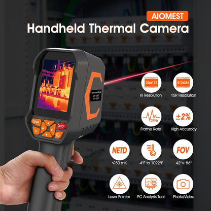 Thermal Imager Thermische Camera Lekdetector voor Water/Lucht, AIOMEST Infraroodbeelding Pistool met 512x384 TISR-resolutie, PC 2D/3D-analyse, 2MP Camera, Temperatuurmeting -20°C tot 550°C